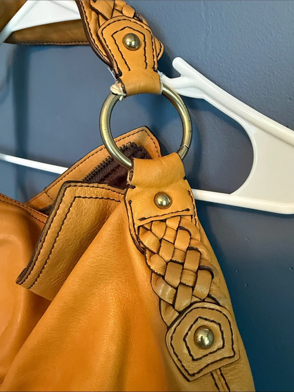 Vintage Banana Republic Mustard Tan Leather Hobo Bag
